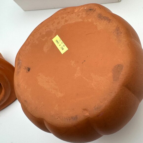 Vintage Jack-O-Lantern Red Clay Terra Cotta 5"  Halloween Pumpkin Candle Holder - Picture 8 of 9